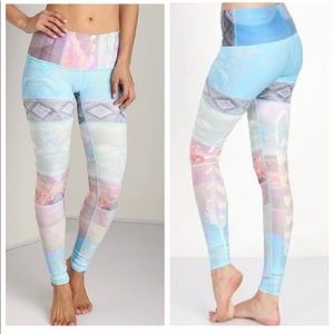 Teeki Blue Moon Hot Yoga Pants Leggings Moon Phases Blue Green